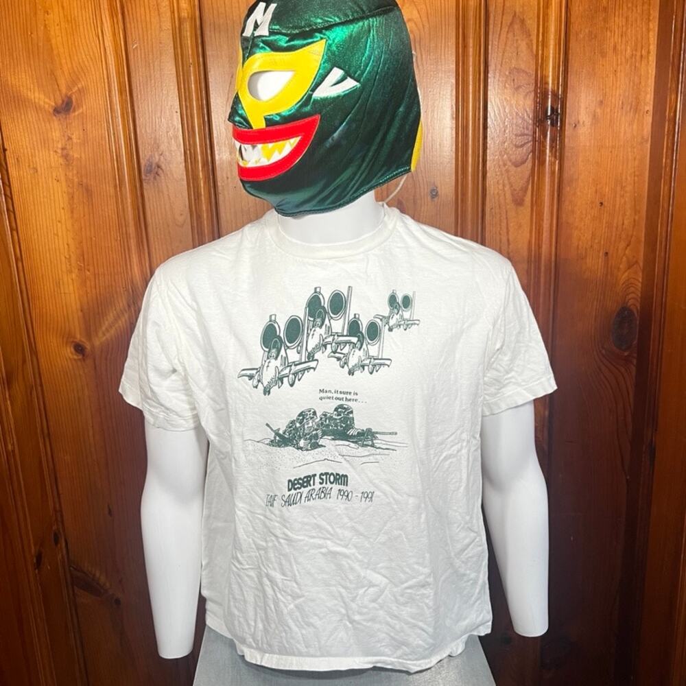 Hanes XL Vintage Desert Storm T Shirt White Single Stitch